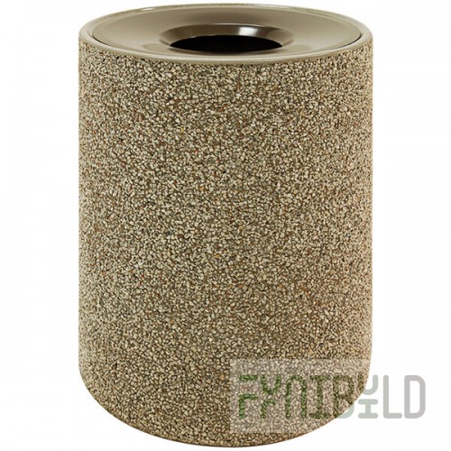 Wausau Tile TF1151 39 Gallon Concrete Round Trash Can with Aluminum Funnel Top