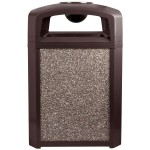 Rubbermaid® FG397001SBLE Landmark Series Classic Container Sable Square Polycarbonate Dome Top Frame with Ashtray and FG395800 Rigid Plastic Liner 35 Gallon