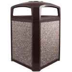 Rubbermaid® FG397001SBLE Landmark Series Classic Container Sable Square Polycarbonate Dome Top Frame with Ashtray and FG395800 Rigid Plastic Liner 35 Gallon