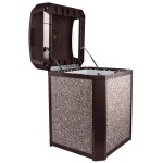 Rubbermaid® FG397001SBLE Landmark Series Classic Container Sable Square Polycarbonate Dome Top Frame with Ashtray and FG395800 Rigid Plastic Liner 35 Gallon