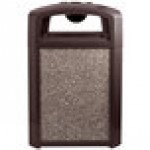 Rubbermaid® FG397001SBLE Landmark Series Classic Container Sable Square Polycarbonate Dome Top Frame with Ashtray and FG395800 Rigid Plastic Liner 35 Gallon