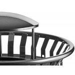 Lancaster Table & Seating 36 Gallon Heavy-Duty Round Black Steel Slatted Outdoor Trash Can with Rain Bonnet Lid