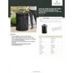 Lancaster Table & Seating 36 Gallon Heavy-Duty Round Black Steel Slatted Outdoor Trash Can with Rain Bonnet Lid