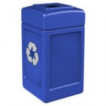 Commercial Zone 746301 Polytec 42 Gallon Black Square Recycling Bin with Mixed Recycling Slot