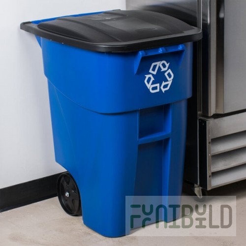 Rubbermaid® FG9W2773BLUE BRUTE 50 Gallon Blue Wheeled Round Recycling Bin with Lid