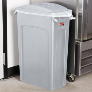Rubbermaid® Slim Jim 92 Qt. / 23 Gallon Light Gray Rectangular Trash Can with Light Gray Handled Lid Rubbermaid® Slim Jim 92 Qt. / 23 Gallon Light Gray Rectangular Trash Can with Light Gray Handled Lid