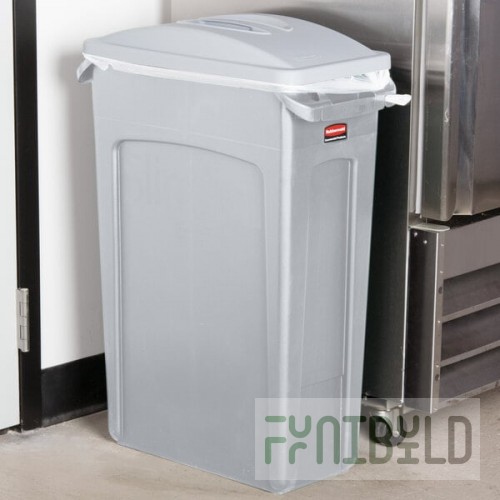 Rubbermaid® Slim Jim 92 Qt. / 23 Gallon Light Gray Rectangular Trash Can with Light Gray Handled Lid