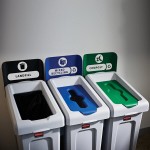Rubbermaid® 2007918 Slim Jim 3-Stream Rectangular Recycling Station Kit with Open, Closed, and Mixed Recycling Lids