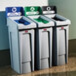 Rubbermaid® 2007918 Slim Jim 3-Stream Rectangular Recycling Station Kit with Open, Closed, and Mixed Recycling Lids