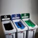 Rubbermaid® 2007918 Slim Jim 3-Stream Rectangular Recycling Station Kit with Open, Closed, and Mixed Recycling Lids