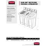 Rubbermaid® 2007918 Slim Jim 3-Stream Rectangular Recycling Station Kit with Open, Closed, and Mixed Recycling Lids