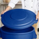 Carlisle 84103314 Bronco 32 Gallon Blue Flat Round Trash Can Lid Carlisle 84103314 Bronco 32 Gallon Blue Flat Round Trash Can Lid