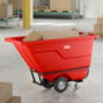 Lavex 0.5 Cubic Yard Red Heavy-Duty Tilt Truck / Trash Cart (850 lb. Capacity)