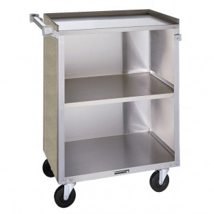 Lakeside 810BS 3 Shelf Medium Duty Stainless Steel Utility Cart with Enclosed Base and Beige Suede Finish - 16 7/8 Lakeside 810BS 3 Shelf Medium Duty Stainless Steel Utility Cart with Enclosed Base and Beige Suede Finish - 16 7/8