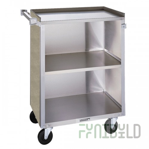 Lakeside 810BS 3 Shelf Medium Duty Stainless Steel Utility Cart with Enclosed Base and Beige Suede Finish - 16 7/8