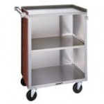 Lakeside 810BS 3 Shelf Medium Duty Stainless Steel Utility Cart with Enclosed Base and Beige Suede Finish - 16 7/8