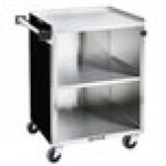 Lakeside 610B Black Vinyl 3 Shelf Stainless Steel Utility Cart - 27 3/4