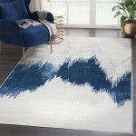 Abani Atlas Collection 4' x 6' Blue / Gray Contemporary Abstract Mountain Area Rug