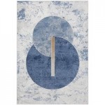 Abani Atlas Collection 4' x 6' Blue / Gray Contemporary Abstract Mountain Area Rug