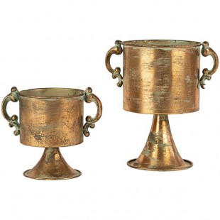Kalalou 2-Piece Antique Copper Finish Planter Set with Handles