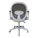 Boss Gray Mesh / Fabric Mid-Back Ergonomic Task Chair with Flip-Up Arms and White Frame