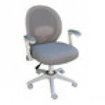 Boss Gray Mesh / Fabric Mid-Back Ergonomic Task Chair with Flip-Up Arms and White Frame