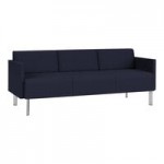 Lesro Luxe Lounge Series Open House Navy Fabric Loveseat with Upholstered Arms and Steel Legs