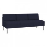 Lesro Luxe Lounge Series Open House Navy Fabric Loveseat with Upholstered Arms and Steel Legs