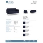 Lesro Luxe Lounge Series Open House Navy Fabric Loveseat with Upholstered Arms and Steel Legs