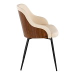 LumiSource Bacci Walnut Wood and Cream Faux Leather Arm Chair with Black Metal Legs - 2/Case LumiSource Bacci Walnut Wood and Cream Faux Leather Arm Chair with Black Metal Legs - 2/Case