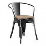 Lancaster Table & Seating Alloy Distressed Onyx Black Indoor Arm Chair with Natural Wood Seat Lancaster Table & Seating Alloy Distressed Onyx Black Indoor Arm Chair with Natural Wood Seat