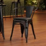 Lancaster Table & Seating Alloy Onyx Black Indoor Arm Chair with Onyx Black Vinyl Cushion Lancaster Table & Seating Alloy Onyx Black Indoor Arm Chair with Onyx Black Vinyl Cushion