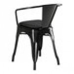 Lancaster Table & Seating Alloy Onyx Black Indoor Arm Chair with Onyx Black Vinyl Cushion Lancaster Table & Seating Alloy Onyx Black Indoor Arm Chair with Onyx Black Vinyl Cushion