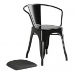 Lancaster Table & Seating Alloy Onyx Black Indoor Arm Chair with Onyx Black Vinyl Cushion Lancaster Table & Seating Alloy Onyx Black Indoor Arm Chair with Onyx Black Vinyl Cushion