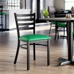 Lancaster Table & Seating Black Finish Ladder Back Chair with 2 1/2 Lancaster Table & Seating Black Finish Ladder Back Chair with 2 1/2