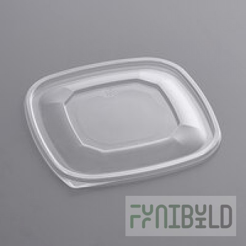 Fineline 15234M-FL Super Bowl Plus Clear Flat PET Plastic Lid for 24, 32, and 48 oz. Square Bowls - 300/Case