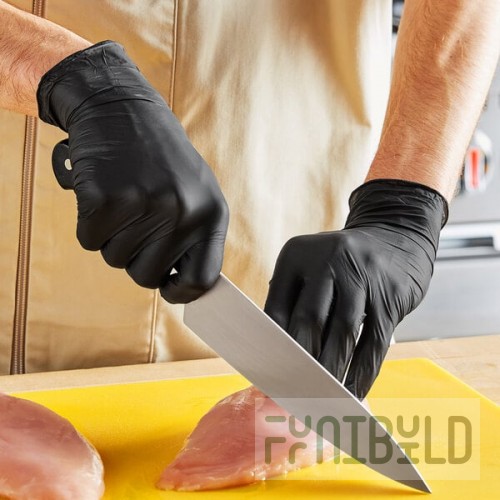 Noble Black Biodegradable Powder-Free 4 Mil Thick Nitrile Gloves - Medium - 100/Box