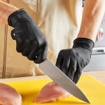 Noble Black Biodegradable Powder-Free 4 Mil Thick Nitrile Gloves - Medium - 100/Box