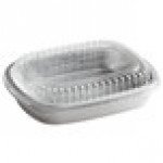 Choice Heavy Duty Smoothwall Silver Medium Oblong Foil Entree / Take-Out Pan with Dome Lid 47.4 oz. - 10/Pack
