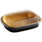 Choice Heavy Duty Smoothwall Silver Medium Oblong Foil Entree / Take-Out Pan with Dome Lid 47.4 oz. - 10/Pack