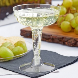 Fineline Flairware 2104 4 oz. Clear Plastic 2 Piece Champagne Glass - 360/Case Fineline Flairware 2104 4 oz. Clear Plastic 2 Piece Champagne Glass - 360/Case