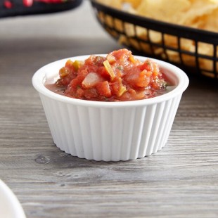 Carlisle 084502 White 4.5 oz. Fluted Plastic Ramekin - 48/Case Carlisle 084502 White 4.5 oz. Fluted Plastic Ramekin - 48/Case