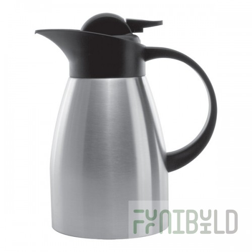 Service Ideas Stainless Touch 33.8 oz. Stainless Steel Insulated Coffee Carafe / Server with Black Lid KVP1000