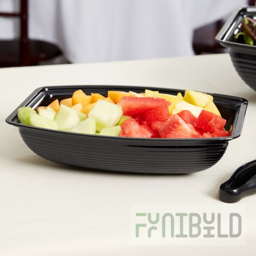 Cambro RSB912CW110 2.9 Qt. Black Camwear® Rectangular Ribbed Bowl
