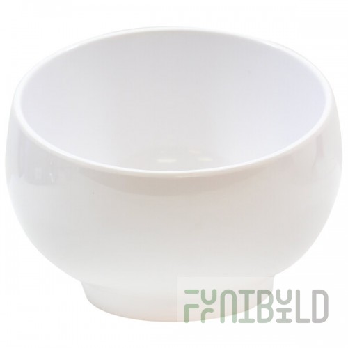 TableCraft MBS6 Frostone 32 oz. White Slanted Melamine Bowl with Base