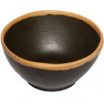 GET B-299-CRM Pottery Market 10 oz. Glazed Cream Melamine Bowl with Brown Trim - 24/Case