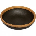 GET B-299-CRM Pottery Market 10 oz. Glazed Cream Melamine Bowl with Brown Trim - 24/Case