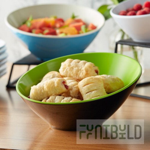 G.E.T. B-788-G/BK Brasilia 16 oz. Green and Black Slanted Melamine Catering Bowl