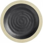 Acopa Ugoki 15 oz. Matte Black Melamine Bowl with Ivory Rim - 12/Pack