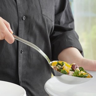 Vollrath 46725 Miramar® 6 oz. Stainless Steel Open Handle Solid Oval Serving Spoon